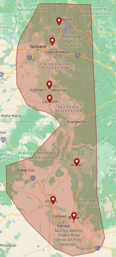 Service Area Map - 7 Locations to Serve You