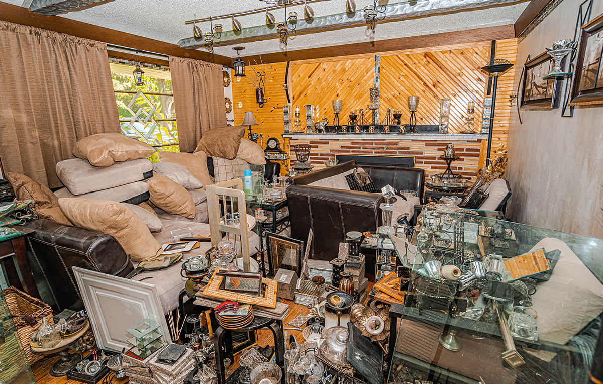 The interior of a hoarder's house.